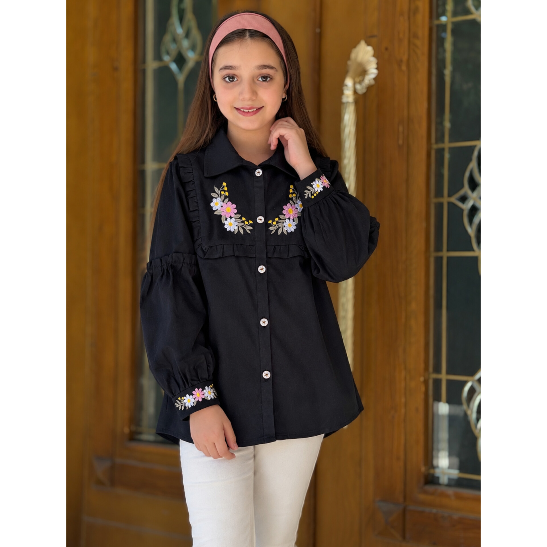 InShot_20261003_200942440 شومیز نوجوان مدل افرا رنگ سورمه ای - Image 1
